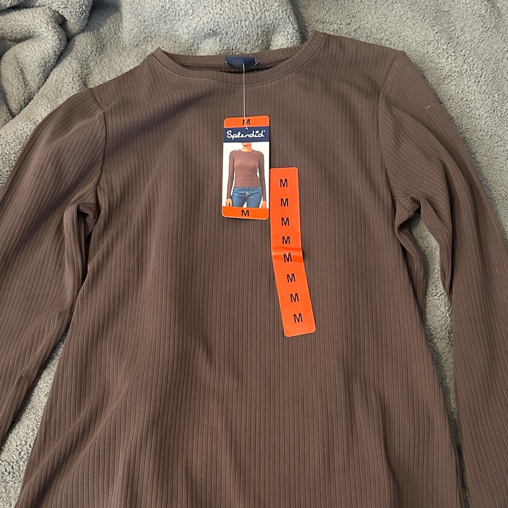 Splendid Chocolate brown Ribbed Top